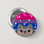 バイセクシュアルLGBTプライド国旗のキャットボタン 缶バッジ (正面&裏面)
