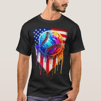 バイセビル アイスクリーム アメリカ国旗 ドリップ Tシャツ