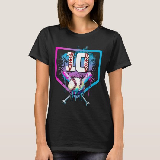 バイセビル・ドリップ 10歳の誕生日ホームプレート少年1 Tシャツ (正面)