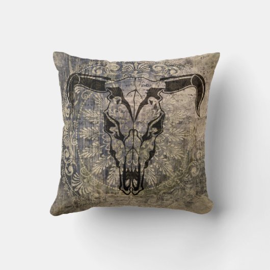 バイソクールンポートレート熱狂するヴィンテージスタイル枕 クッション (裏面)