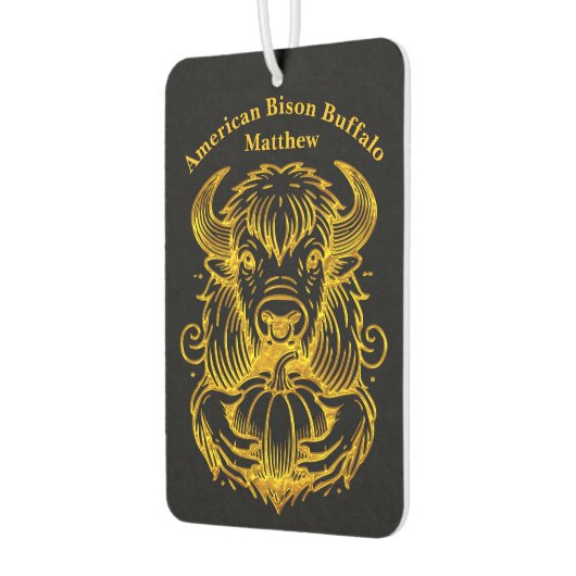 バイソンかぼちゃを持って詳細イラストレーション カーエアーフレッシュナー (左)