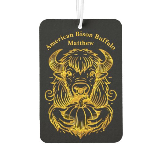 バイソンかぼちゃを持って詳細イラストレーション カーエアーフレッシュナー (裏面)