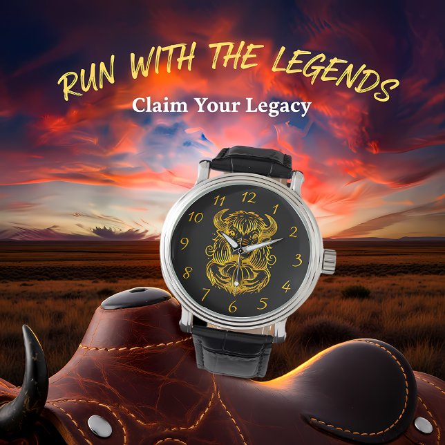 バイソンかぼちゃを持って詳細イラストレーション 腕時計 (クリエイターアップロード済み)