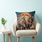 バイソンと先住民アメリカのチーフ クッション (椅子)