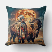 バイソンと先住民アメリカのチーフ クッション (正面)