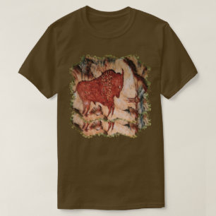 バイソンの岩石彫刻のユニセックスで暗いTシャツ Tシャツ