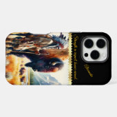 バイソンの戦士。 iPhoneケース (裏面横)