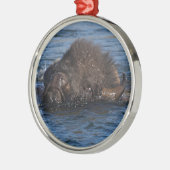 バイソンの水泳 メタルオーナメント (左)