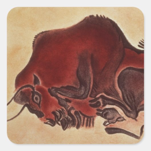 バイソンの絵画、遅いMagdalenianを揺すって下さい スクエアシール (正面)