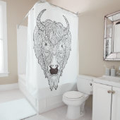 バイソンの頭部の落書き シャワーカーテン (インサイチュ)