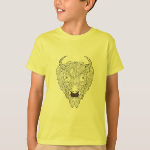 バイソンの頭部の落書き Tシャツ