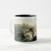 バイソンを捜しているインディアンは容積2からの31をめっきします ツートーンマグカップ (正面左)