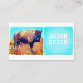 バイソンアートonターコイズと白はっきりした両面 名刺 (正面)