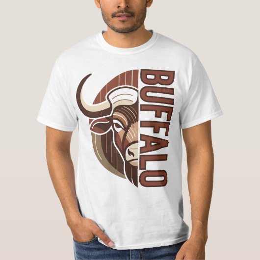 バイソンイラスト入りタイプミスTシャツデザイン Tシャツ (正面)