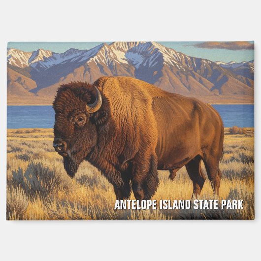 バイソンインアンテロープアイランド州パークユタ マグネット (正面)