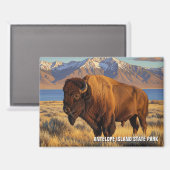 バイソンインアンテロープアイランド州パークユタ マグネット (正面/裏面)