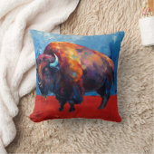 バイソンカラフルバッファロモダン抽象芸術絵画ズ クッション (ブランケット)