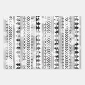 バイソンクリスマスツリーランチウエスタンジオメトリック ラッピングペーパーシート (正面2)