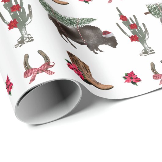 バイソンクリスマスツリーランチワイルドウエストクリスマスワーラ ラッピングペーパー (ロールコーナー)