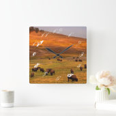 バイソングレーズオンヒルアットハイデンバレー スクエア壁時計 (ホーム)