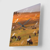 バイソングレーズオンヒルアットハイデンバレー スクエア壁時計 (傾斜)