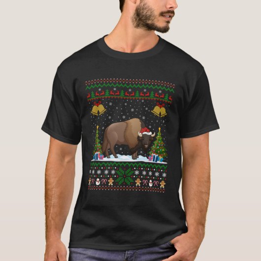 バイソンサンタ醜いバイソン Tシャツ (正面)