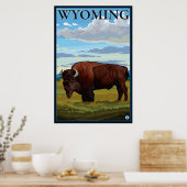 バイソンシーン – ワイオミング ポスター (キッチン)