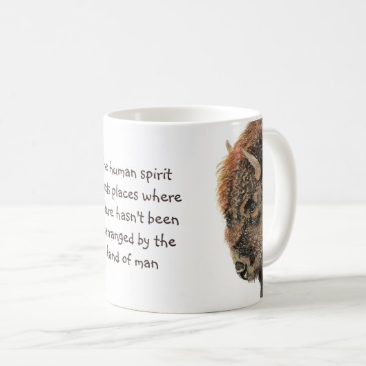 バイソンバッファローアニマルスピリットウィルダネス引用文 コーヒーマグカップ (正面右)