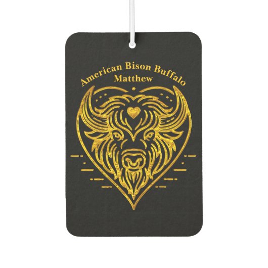 バイソンバッファローイラストレーションインハートシェイプデザイン カーエアーフレッシュナー (正面)