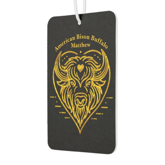バイソンバッファローイラストレーションインハートシェイプデザイン カーエアーフレッシュナー (左)