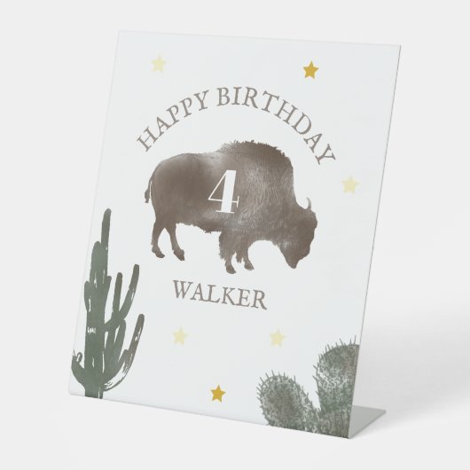 バイソンバッファローデザートカボスランチウェスタン誕生日 台座サイン (正面)