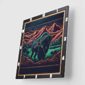 バイソンバッファローネオンバイソン スクエア壁時計 (傾斜)