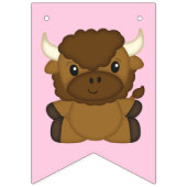 バイソンバッファローバースデーパーティーピンク バンティングフラッグ (第1の旗)