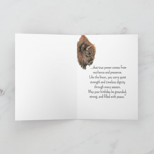 バイソンバッファローパーソナリティ誕生日おもしろい動物 カード (内部)