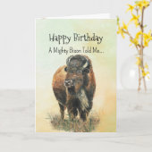 バイソンバッファローパーソナリティ誕生日おもしろい動物 カード (黄色い花)