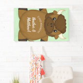 バイソンバッファローベビーシャワーグリーン 横断幕 (インサイチュ)