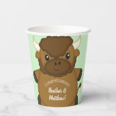バイソンバッファローベビーシャワーグリーン 紙コップ (裏面)