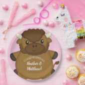 バイソンバッファローベビーシャワーピンク ペーパープレート (パーティー)