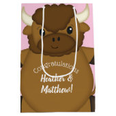 バイソンバッファローベビーシャワーピンク ミディアムペーパーバッグ (裏面)