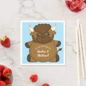 バイソンバッファローベビーシャワーブルー スタンダードカクテルナプキン (インサイチュ)