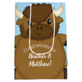 バイソンバッファローベビーシャワーブルー ミディアムペーパーバッグ (裏面)