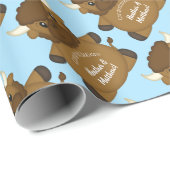 バイソンバッファローベビーシャワーブルー ラッピングペーパー (ロールコーナー)