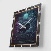 バイソンバッファローミッドナイトバイソン スクエア壁時計 (傾斜)