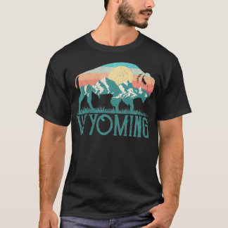 バイソンバッファローレトロマウンテンズWYワイオミング Tシャツ