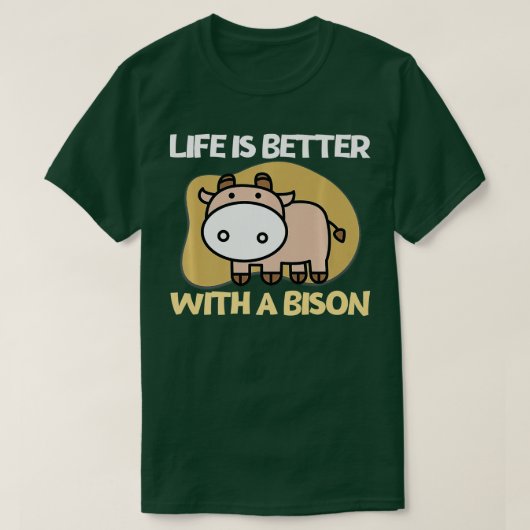 バイソンレトロおもしろいバイソン Tシャツ (デザイン正面)