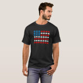 バイソン動物米国旗の独立記念日 Tシャツ (正面フル)
