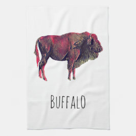 バイソン又は賢い動物のためのバッファローポートレートデザイン キッチンタオル