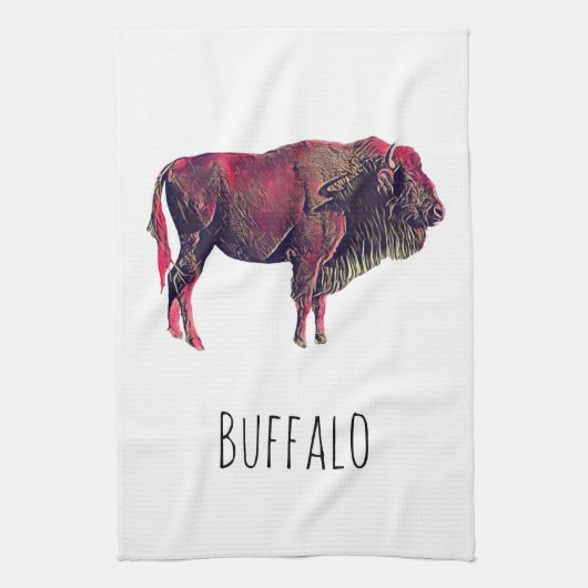 バイソン又は賢い動物のためのバッファローポートレートデザイン キッチンタオル (縦)