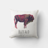 バイソン又は賢い動物のためのバッファローポートレートデザイン クッション (正面)