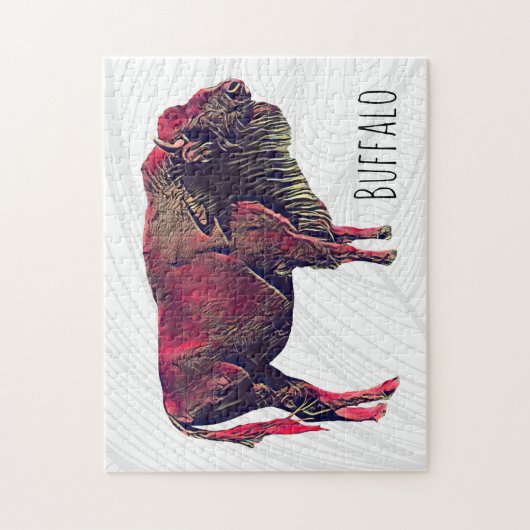 バイソン又は賢い動物のためのバッファローポートレートデザイン ジグソーパズル (縦)